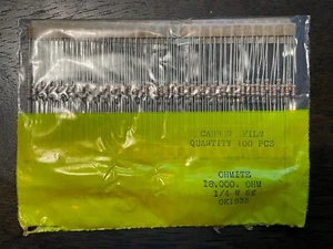 100 pcs of Ohmite 18k Ohm Carbon Film Resistor 1/4W 5% Axial NOS USA Fast Ship - Picture 1 of 1