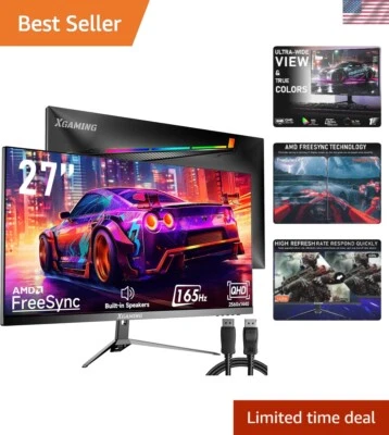 27 Inch Gaming Monitor QHD 1440p 165Hz 1ms FreeSync HDMI DisplayPort Built-in... - Image 1 of 4