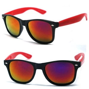 Gafas de sol retro clásicas marco cuadrado - lentes espejo rojo/fuego WF09 - Imagen 1 de 1