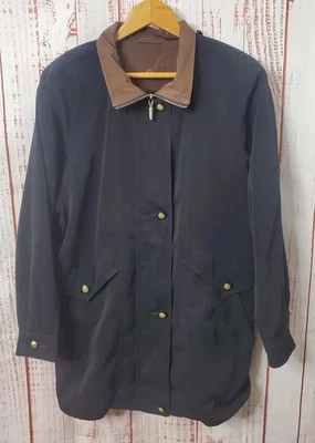 Chaqueta Outbrook Para Hombre Mediana Negra Marrón Cuello Botón Frontal Abrigo Exterior Forrado Foto 1 de 4