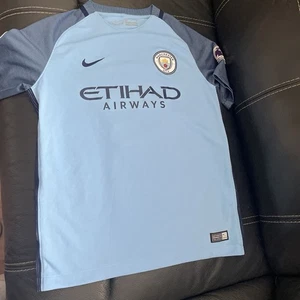 Retro Man City football Top Nike Dri Fit Boys Large Aprx 12 Years Nolito - Picture 1 of 5