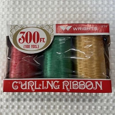 Vintage Christmas Curling Ribbon 300 Ft / 100 yards Red,Green, & Gold Color  - Image 1 of 4