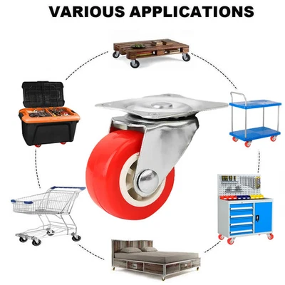 Vier robuste schwenkbare Möbelrollen mit Bremse leise verschleißfest - Bild 1 von 4