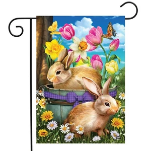 Briarwood Lane Spring Bunny Basket Garden Flag - Picture 1 of 4