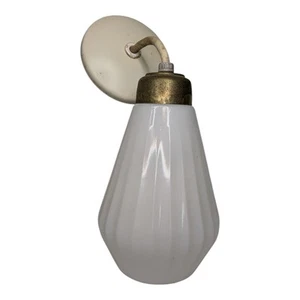 Vtg Mid Century Modern Fluted Teardrop Glass Pendant Hanging Ceiling Light MCM - Picture 1 of 24