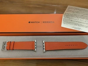 Hermes Veau Epsom Orange Leather Simple Tour Strap for Apple Watch 44-46mm - Photo 1 sur 6
