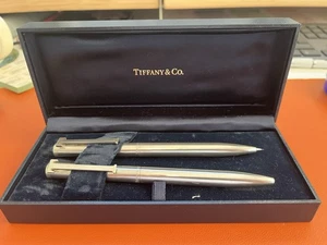 Silver Tiffany & Co pen & pencil set in original box and with pouches. WORKING - Picture 1 of 17