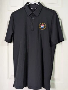NWT Travis Mathew Pepsi Golf Polo Mens Medium Black Embroidered Logo Stretch S/S - Picture 1 of 8
