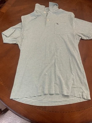 Vineyard Vines Green and White Striped Youth XL Polo - Image 1 of 3