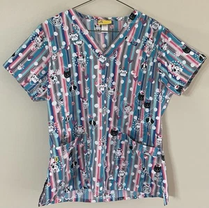 WonderWink Dog Cat Print Women’s M Scrub Top - Picture 1 of 5