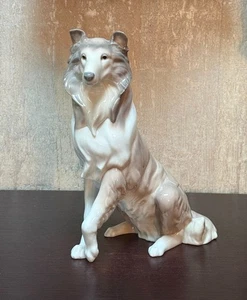 Lladro Collie Hund sitzend Sammelfigur #06455 glasierte Oberfläche 10" groß - Bild 1 von 9