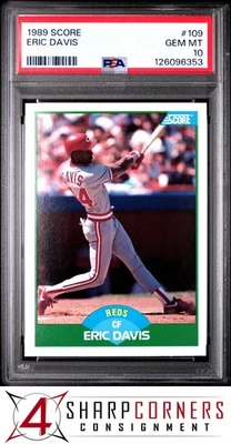 1989 SCORE #109 ERIC DAVIS REDS PSA 10 - Image 1 of 3