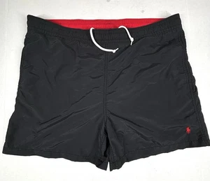 POLO RALPH LAUREN Shorts 5” Large Swim Trunks Board Lined Black Red Pony EUC - Picture 1 of 8
