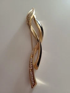 Christian Dior Crystal Enamel Gold Tone Brooch 4" - Picture 1 of 9