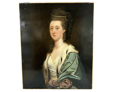 PINTURA A ÓLEO RETRATO ANTIGO DA ERA GEORGIANA DO SÉCULO XVIII - Imagem 1 de 4