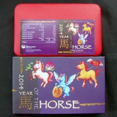 2014 Tuvalu Perth Mint Year of the Horse "Prosperity" Lunar Baby 3-Coin Set - Image 1 of 4