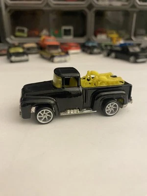 1973 MATTEL HOT WHEELS BLACK FORD PICKUP TRUCK W/ YELLOW MOTORCYCLE Real Riders - Image 1 of 4