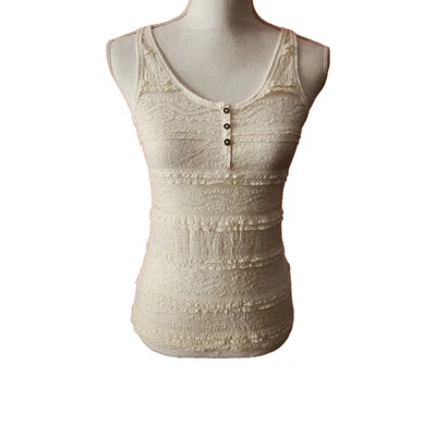  Camiseta sin mangas H&M LOGG blanca encaje boho volantes pradera talla pequeña nueva con etiquetas  Foto 1 de 4