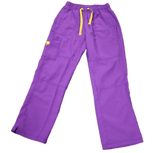 Wink Scrubs Spread Good Cheer Pants Elastic Waist Cargo Divided Pocket Purple M