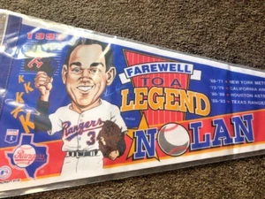 1993 Nolan Ryan Farewell 30" Felt Pennant, Texas Rangers-Protective Covering, NM - Picture 1 of 24