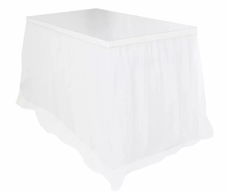 Tul TUTU 6 pies Faldas de mesa Vajilla Boda Cumpleaños Blancanieves Foto 1 de 3