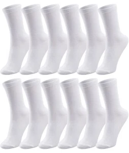 12 Pairs Women's Crew Socks Mid Calf Socks Womens White Crew Socks Size 5-9 W... - Picture 1 of 6