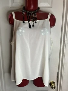 SUTTON STUDIO WOMAN PLUS SIZE 1X - SEMI SHEER TANK CAMISOLE TOP- CREAM IVORY - Picture 1 of 9