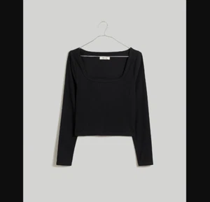 Madewell NEW NWT Womens Small Black Square Neck Long Sleeve Crop Tee T Shirt - Picture 1 of 6