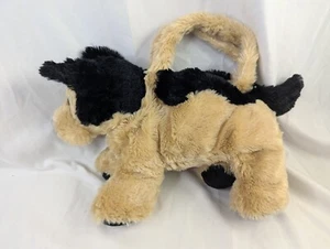 Brown Black Dog Plush Purse Child Size 10 Inch Stuffed Animal Toy - Picture 1 of 9