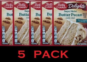 Betty Crocker Delights SUPER MOIST Butter Pecan Cake Mix 13.25 oz Box - 5 PACK - Picture 1 of 4