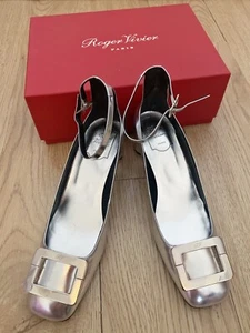 Neu Roger Vivier Wings Chips Kristallschnalle silberne Ballerina-Flats Gr.40 - Bild 1 von 6