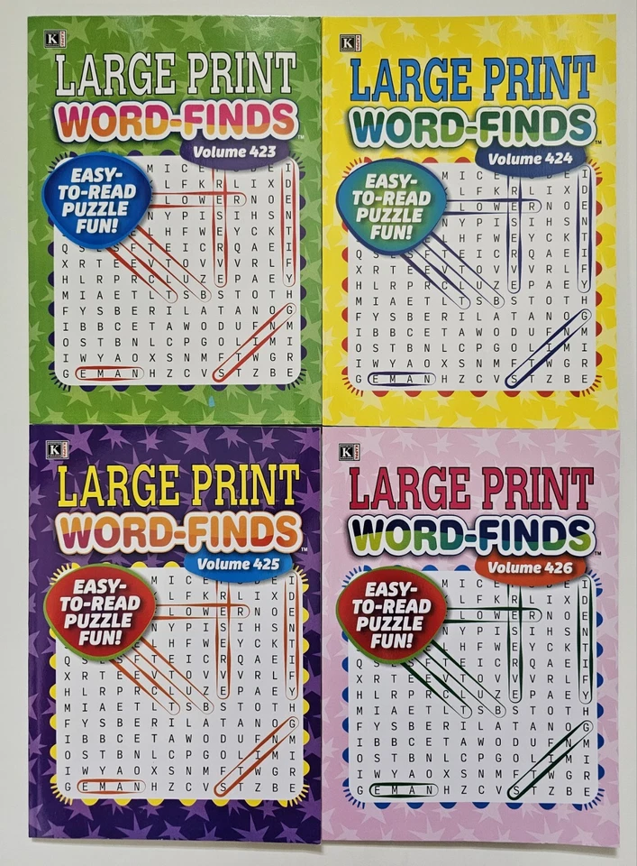 8 Large Print Word-Finds Puzzle Books Kappa Games Vol #395-402 Search Hunt