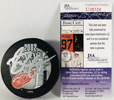 BRENDAN SHANAHAN FIRMADO 2002 DETROIT RED WINGS STANLEY CUP CHAMPIONS PUCK +JSA Foto 1 de 2
