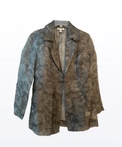 NWT  100% Silk Sheer SoHo Jacket Paisley Print David Brooks lightweight Size PM - Picture 1 of 8
