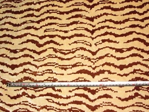 `Tiger Stripe' Tan Brown Textured Soft Chenille Velour Furnishing Fabric, 1.5 mt - Picture 1 of 3