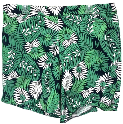 Pantalones Cortos Para Mujer Dalia Talla Grande 18W Verde Blanco Hojas Mezcla Rayón con Defecto Foto 1 de 4