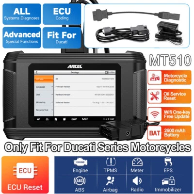 ANCEL MT510 Motorcycle All System Diagnostic Tool OBD2 Scanner Oil Service Reset - Image 1 of 4