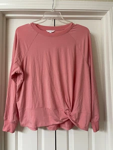 Camisa Top Time And True Rosa Manga Larga Alta Baja con Frontal Anudado Talla XXL 20 - Imagen 1 de 2