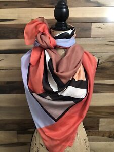 ANN TAYLOR Large Square Fringed Blanket Scarf 75% Cotton 25% Silk 50” X 48”