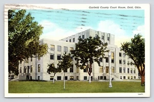 Garfield County Court House Enid Oklahoma Exterior View c1940 VTG WB Postcard - Picture 1 of 4