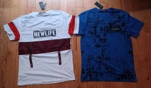(2) US Icon Co Mens Short Sleeve Shirt Size L White Blue                     /87 - Picture 1 of 7