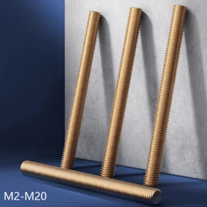 M2 - M20 Kupfer Messing Vollgewinde Doppelkopf Gewindebolzen Stange Schrauben Bolzen - Bild 1 von 7