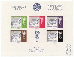 1961 - Paraguay - Omaggio all'Europa, BF 5 val. non dentellato MNH** - Picture 1 of 1