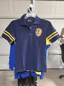 Disneyland HONGKONG Mickey Yacht Club Logo Herren blau gelb Poloshirt Medium M - Bild 1 von 5