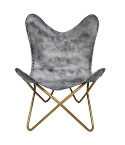 Leather Butterfly Chair Home Decor Folding Modern Accent Boho Dorm Lounge Seat - Picture 1 of 10