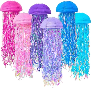 Pink Purple Blue Jellyfish Paper Lanterns, under the Sea Party Decorations, Hang - Picture 1 of 12