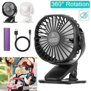 360° Mini USB Ventilator Akku Clip Fan Tischventilator mit Batterie Tisch Lüfter - Bild 1 von 23