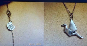 BELCHO USA VINTAGE STERLING SILVER 925 ORIGAMI CRANE W/20.25" OVAL LINK CHAIN - Picture 1 of 10