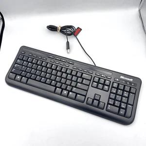 Microsoft Wired USB Keyboard 600 - Model 1366 - Black - With Number Pad - Picture 1 of 5