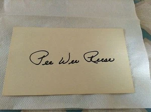 Pee Wee Reese HOF HAND SIGNED 3x5 Index Card w/COA NICE SIGNATURE - Picture 1 of 4